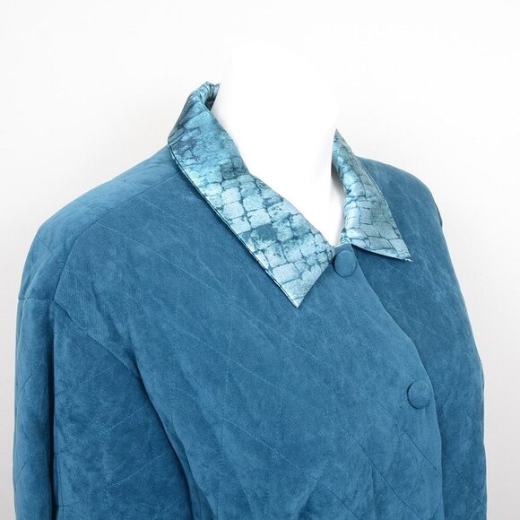 NWT Christine Thomson Modern Quilted Shirt Jacket Dark Teal Plus Size 2X - Picture 6 of 16